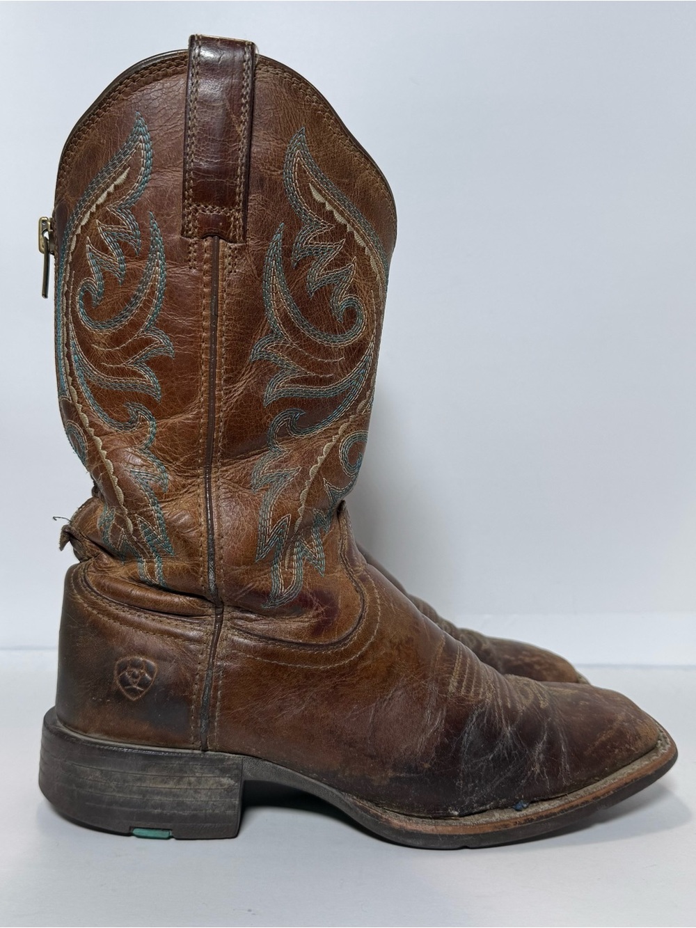 Ariat Women's Round Up Back Zip Western Boots 10044432 Size 7.5B Square Toe Used